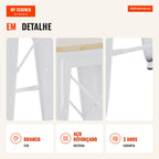 Banco Lixe Madeira Natural 76 cm — Branco — Infografia — detalhe