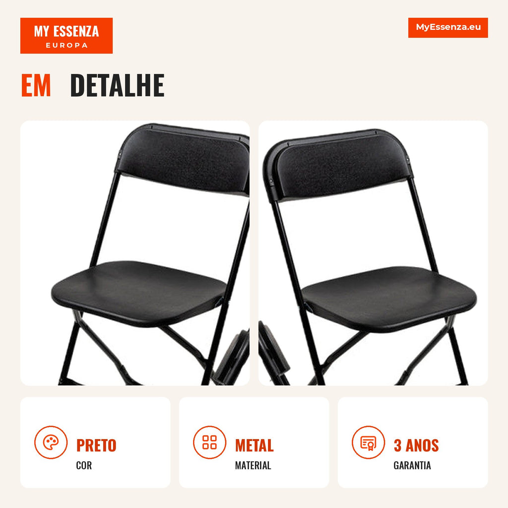 Pack 4 Sillas Noda Plegable — Preto — Infografia — detalhe