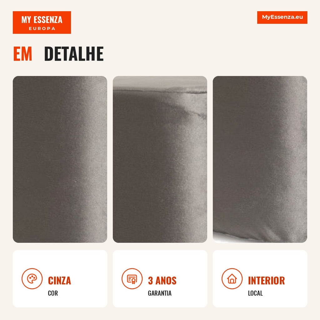 Puff Laty Veludo — Cinza — Infografia — detalhe