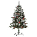 Árvore de Natal Artificial 120cm com 239 Ramas 27 Pinhas e 27 Frutinhas Folhas de PVC PE Base Dobrável e Suporte Metálico Decoração de Natal para Interiores Verde — foto 1