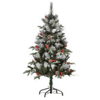 Árvore de Natal Artificial 120cm com 239 Ramas 27 Pinhas e 27 Frutinhas Folhas de PVC PE Base Dobrável e Suporte Metálico Decoração de Natal para Interiores Verde — foto 1