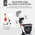 Andarilho para Idosos Dobrável de Alumínio Andador para Pessoas Maiores com 4 Rodas e Bandeja Andarilho com Altura Ajustável Travão e Bolsa de Transporte 64,5x54x90-102 cm Preto e Branco — foto 5