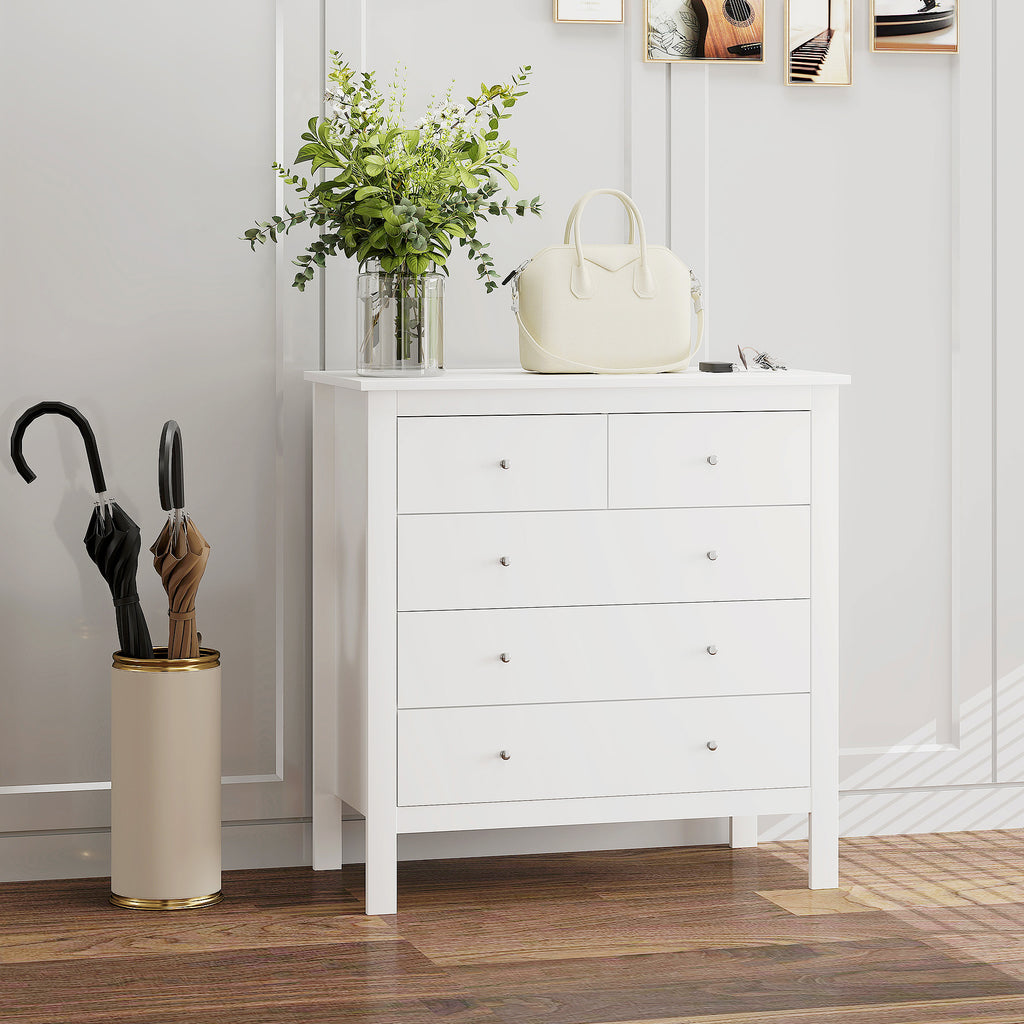 Cómoda com 5 Gavetas Cómoda de Quarto com Pés Elevados Cómoda para Sala Escritório Estilo Moderno 79x39,5x80,5 cm Branco — foto 7
