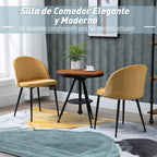 Conjunto de 2 Cadeiras de Sala de Jantar com Asento e Encosto Acolchoados Estofadas em Veludo Suave Desenho Moderno Carga Máxima 90 kg 49x50x77 cm Caramelo — foto 4