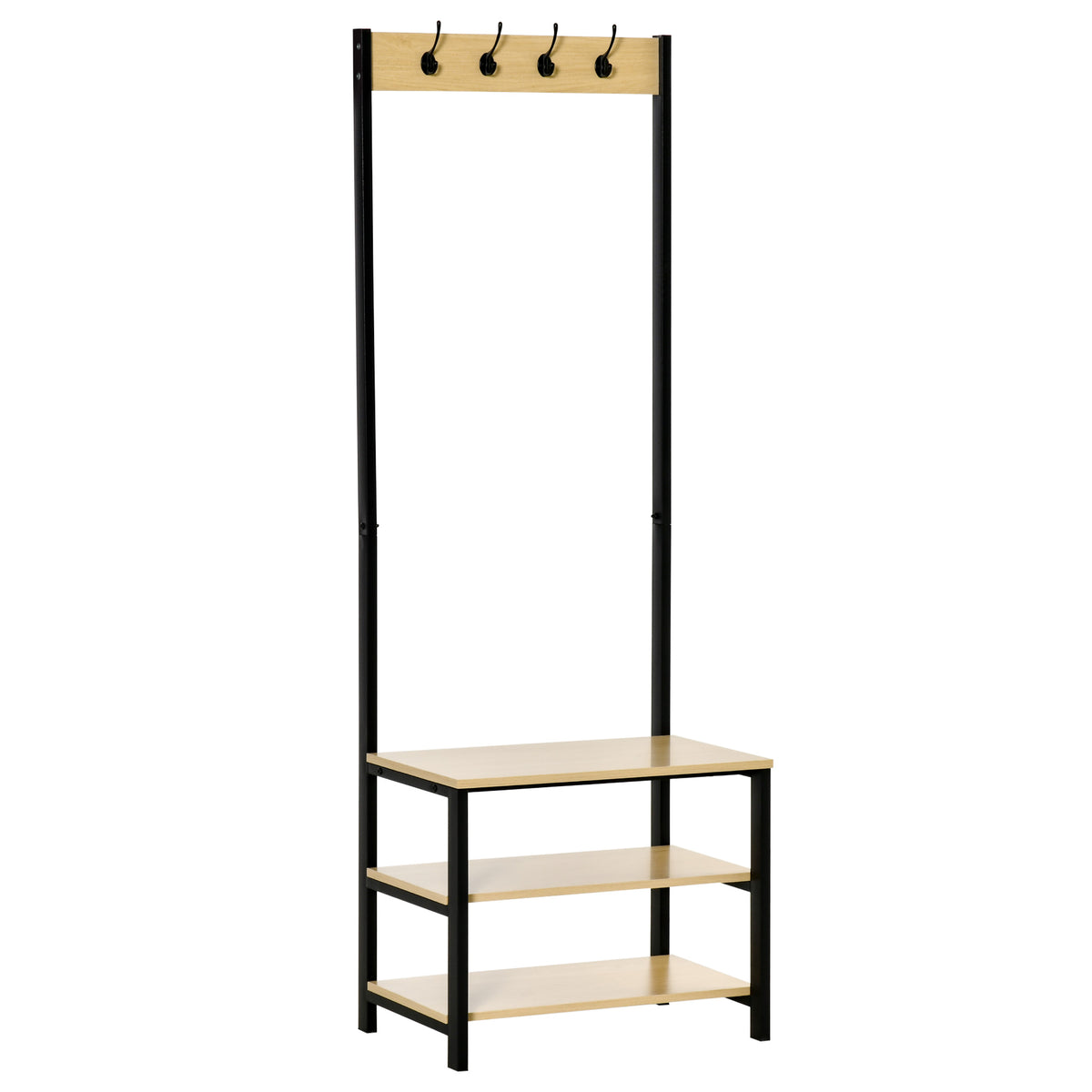 Cabide Suporte De Metal Estande 3 Prateleiras 8 Ganchos Cabide para Sapatos Roupas para Entrada do Corredor 60x40x175 cm — foto 1
