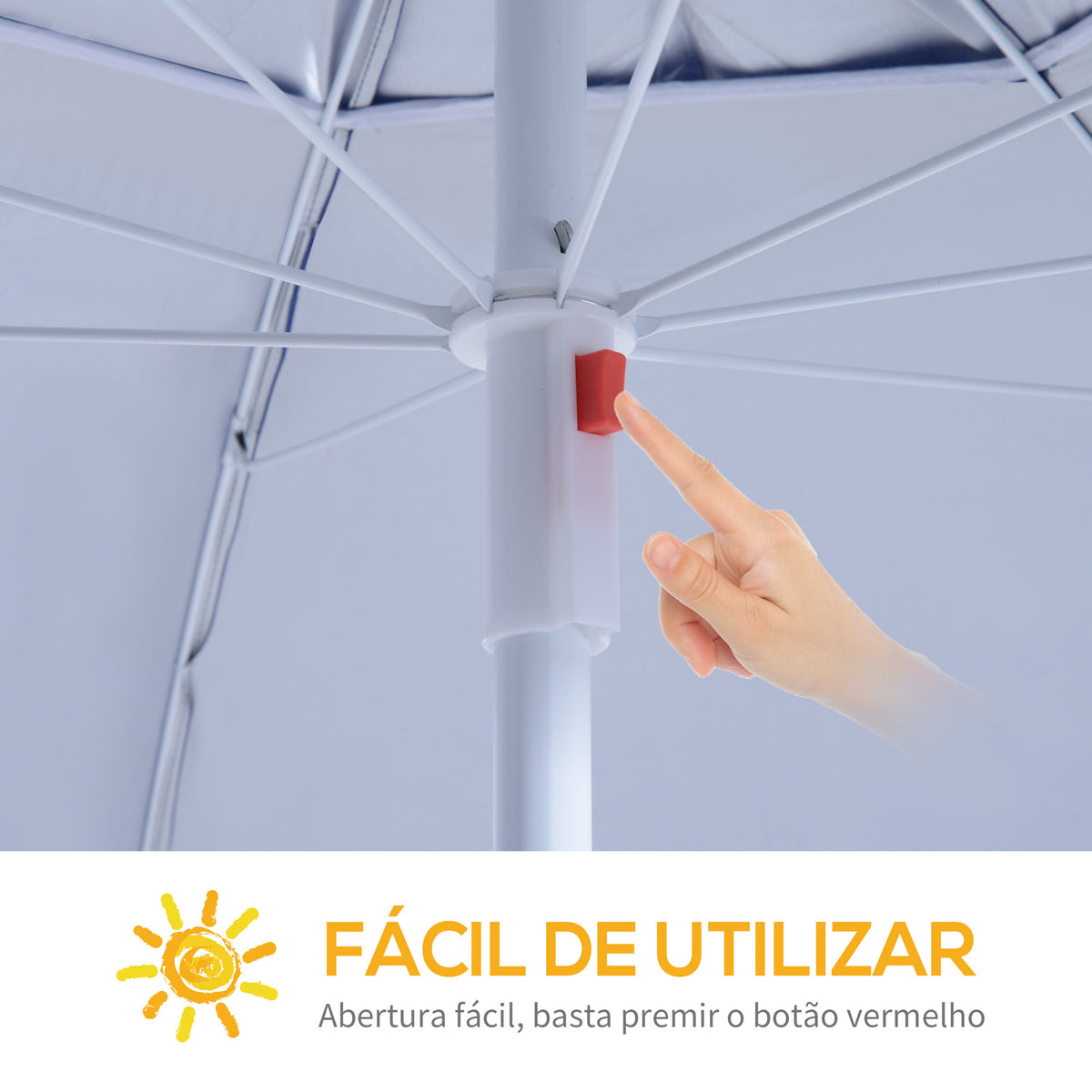 Chapéu de Sol de Praia com Painéis Laterais Tipo Tenda Chapéu de Sol para Praia com Proteção UV Φ210x222cm Azul — foto 4