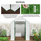 Estufa de Jardim Pequena de 3 Níveis com 6 Prateleiras Porta Enrolável Capa de PE e Estrutura de Aço para Cultivo de Plantas e Flores 140x143x190 cm Branco — foto 7