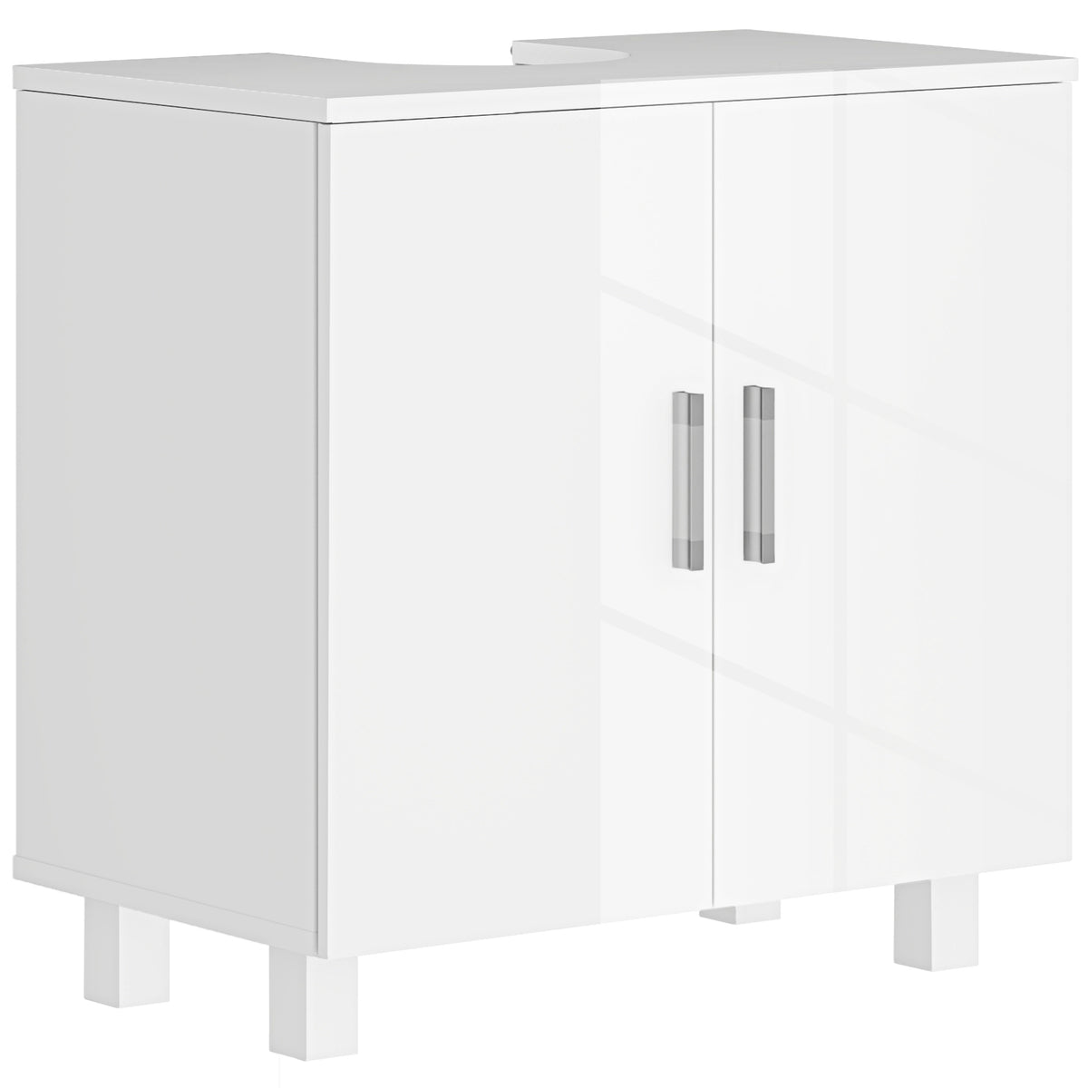 Móvel para Lavatório Pousar Armário Casa de Banho para Lavatório com 2 Portas de MDF 2 Prateleiras e Sistema Anti-Tombo 60x35x60 cm Branco — foto 1