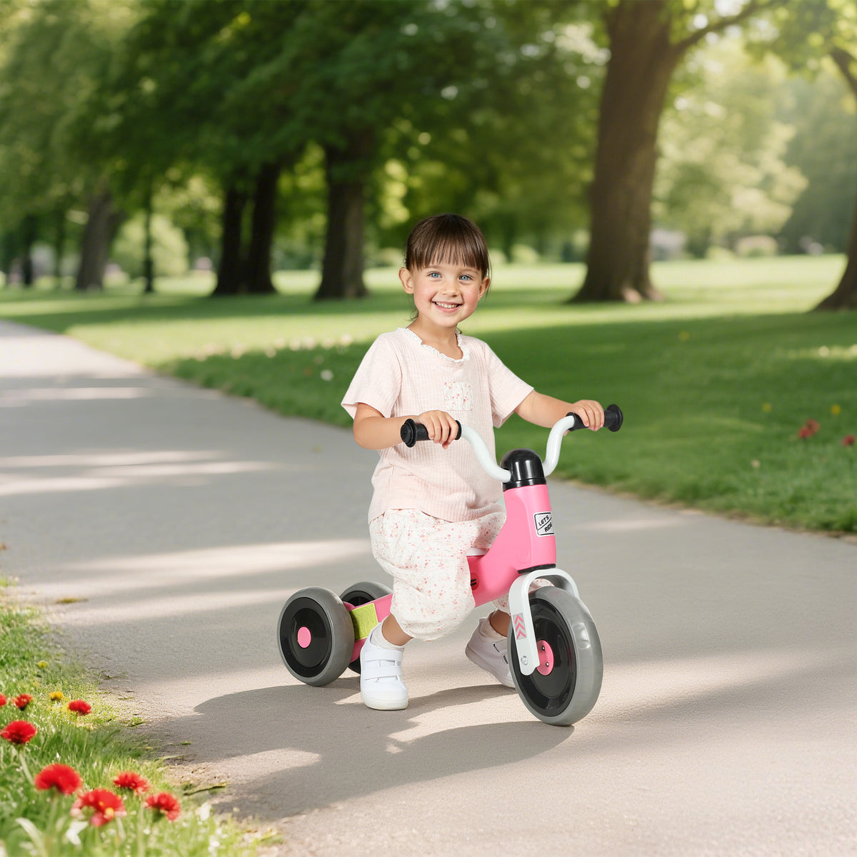 Bicicleta sem Pedais para Crianças dos 12 aos 36 Meses Bicicleta de Equilíbrio com Rodas Silenciosas e Antifuro Guiadores com Rotação Limitada a 60° 69x40x49 cm Rosa — foto 2