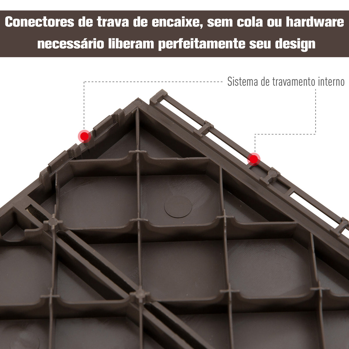 Conjunto de 9 Estrados 30x30cm com Área de 0.81 m² para Exterior e Interior Estrados com Sistema Click com Superfície Antiderrapante para Balcão Terraço Jardim Marrom — foto 5
