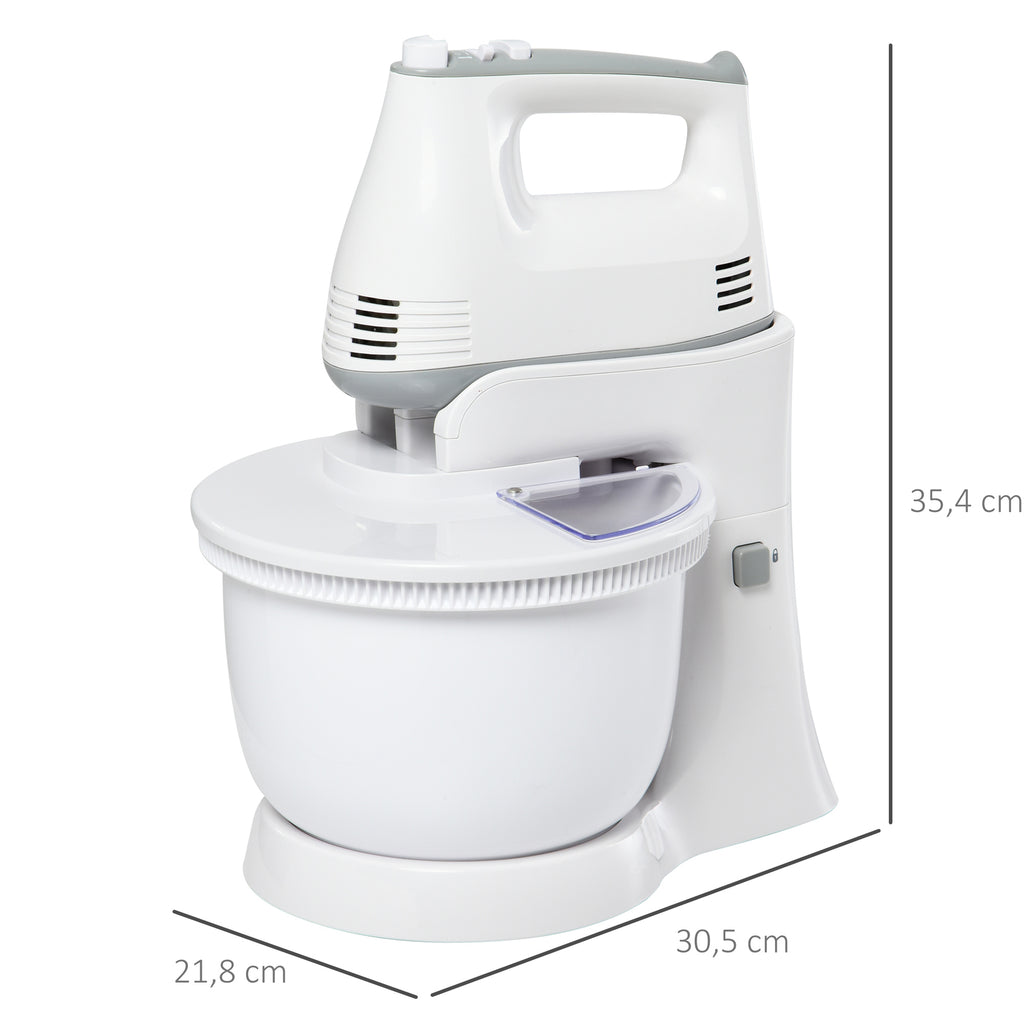 Batedeira de Pastelaria Profissional Batedeira Multifuncional Robô de Cozinha 3.4 litros com 6 velocidades Inclui 3 cabeças 300 W de aço inoxidável branco — foto 3