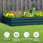 Floreira Exterior Grande Retangular em Aço Galvanizado, Horta Urbana para Plantas, Vaso Grande Exterior com Base Aberta, Resistente às Intempéries, 241x90,5x30 cm, Verde — foto 6