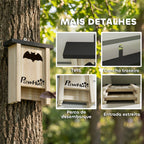 Conjunto de 3 Refúgios para Morcegos Caixas de Madeira para Exterior, Jardim Horta ou Quinta com Plataforma de Aterragem e Fácil de Pendurar 18x6x22,5 cm — foto 6