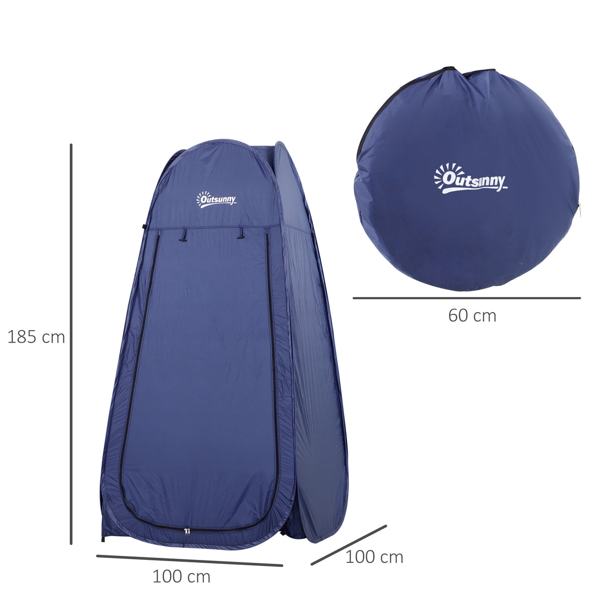 Tenda de Duche para Campismo Dobrável Pop UP Tenda de Privacidade com proteção UV e Tecido Impermeável 100x100x185cm Azul Escuro — foto 3