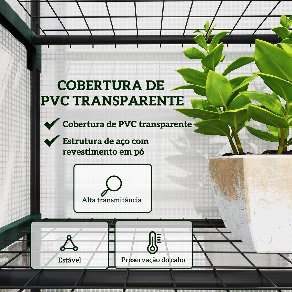 Estufa de Jardim Vertical 69x49x193 cm com 5 Prateleiras Estufa para Plantas e Cultivos com Cobertura Transparente de PE e Aço Verde — foto 4