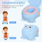 Bacio para Bebé em Forma de Hipopótamo 2 em 1 com Cubo Amovível e Escova de Limpeza Bacio de Aprendizagem Treinamento Portátil Carga 25 kg 40x30x23 cm Azul — foto 7