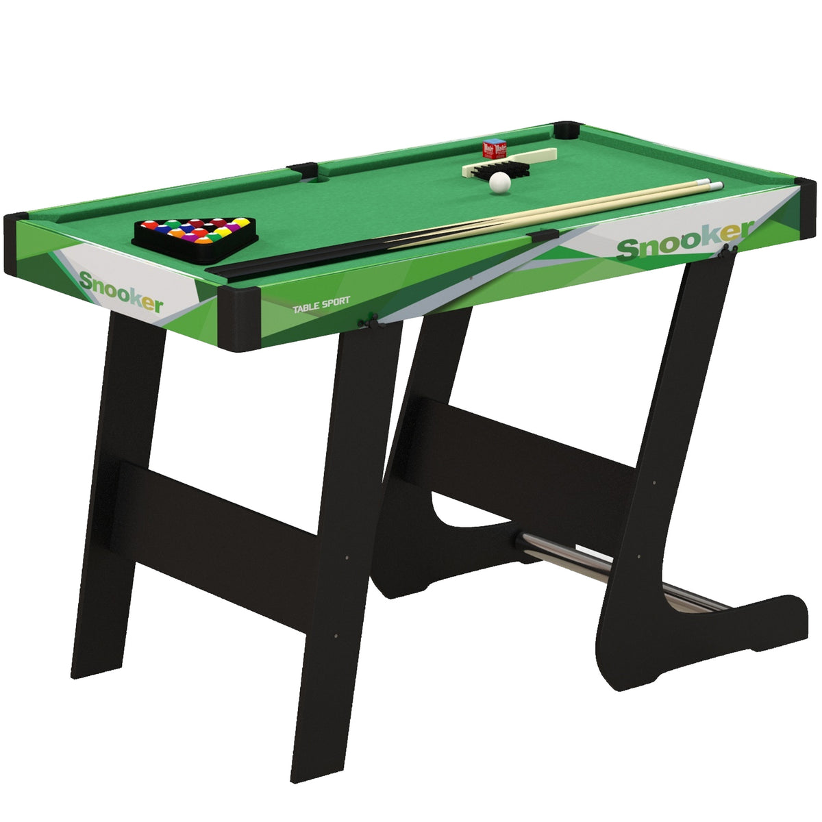 Mesa de Bilhar Dobrável com Acessórios Inclui 16 Bolas 2 Tacos Giz Triângulo e Escova Mesa de Bilhar Portátil para Crianças e Adultos 104x55,5x68 cm Verde — foto 1