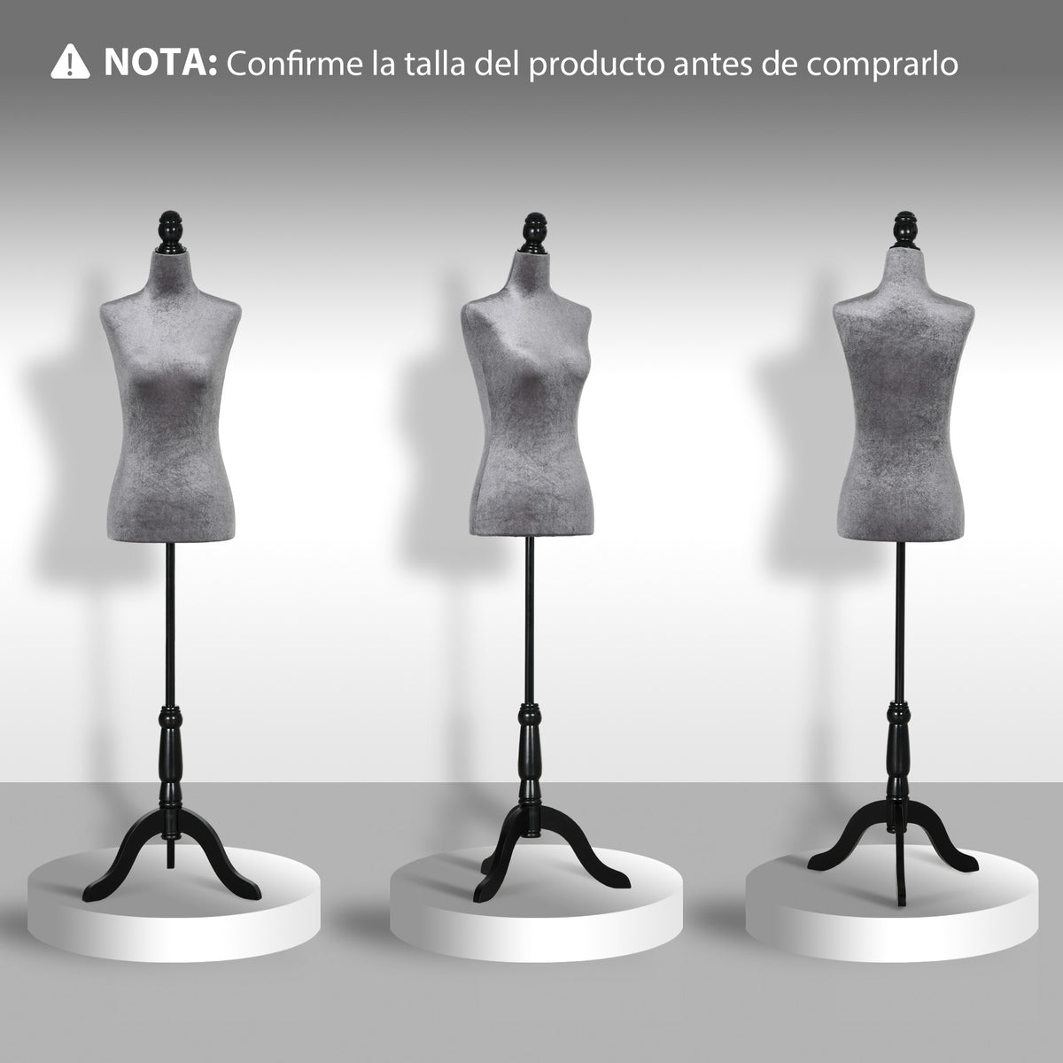 Manequim de Costura Feminino Manequim de Costura Ajustável a 130-168 cm com Tripé de Madeira para Fotografia de Moda Exposição de Roupas Cinza — foto 4