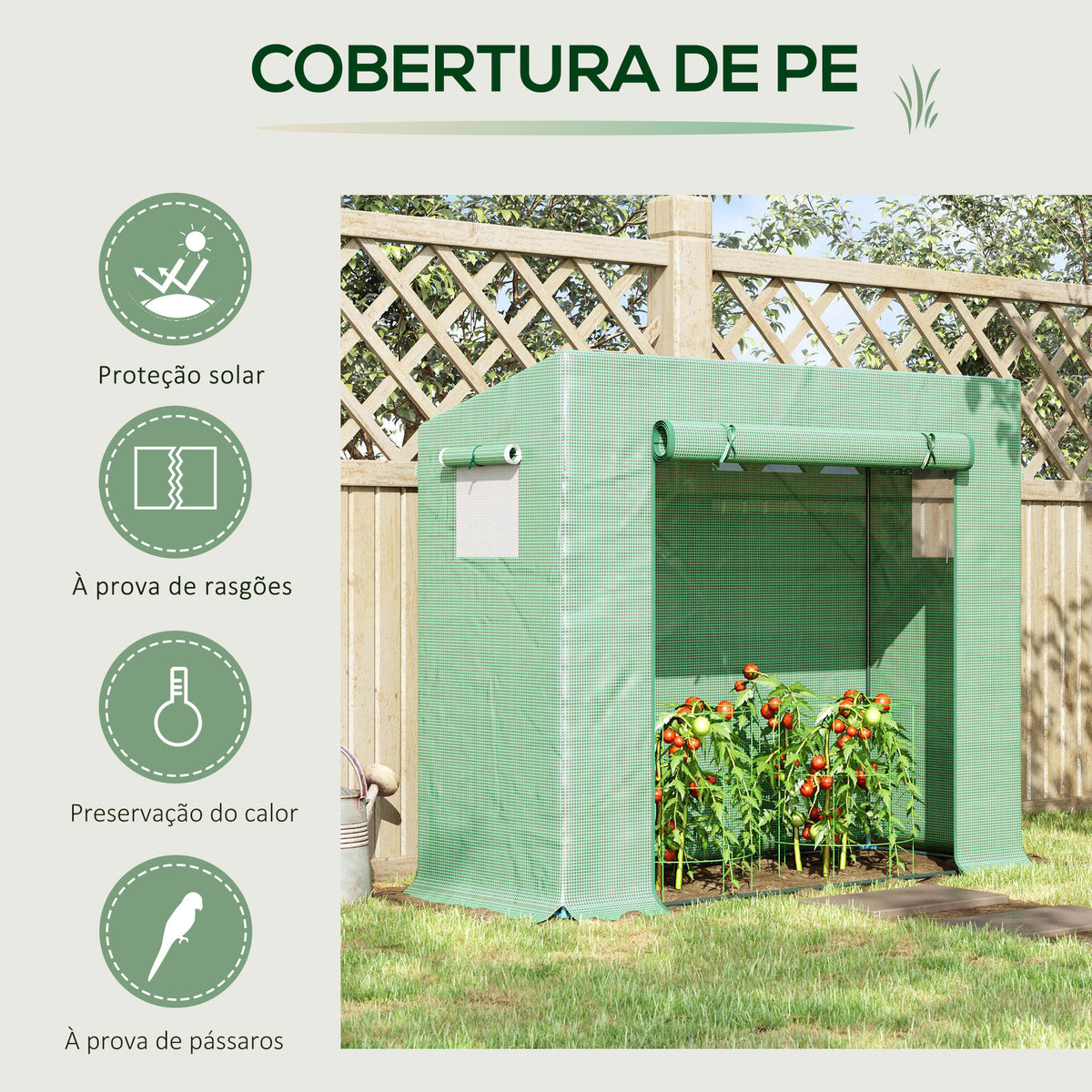 Estufa de Jardim Pequena Estufa de Exterior com Janelas e Estrutura de Aço Estufa para Cultivar Tomates Plantas Flores 200x76x168 cm Verde — foto 4