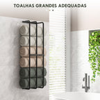 Toalheiro de Casa de Banho Toalheiro de Parede com 3 Barras e Estrutura de Metal Suporte para Toalhas 21x12x74 cm Preto — foto 5