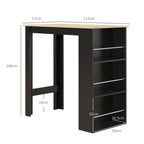Mesa de Bar de Bistrô com 3 Prateleiras com Suporte Estilo Moderno para Cozinha Sala de Jantar Sala de Estar Estrutura de Melamina 112x57x106 cm Preto e Madeira — foto 3