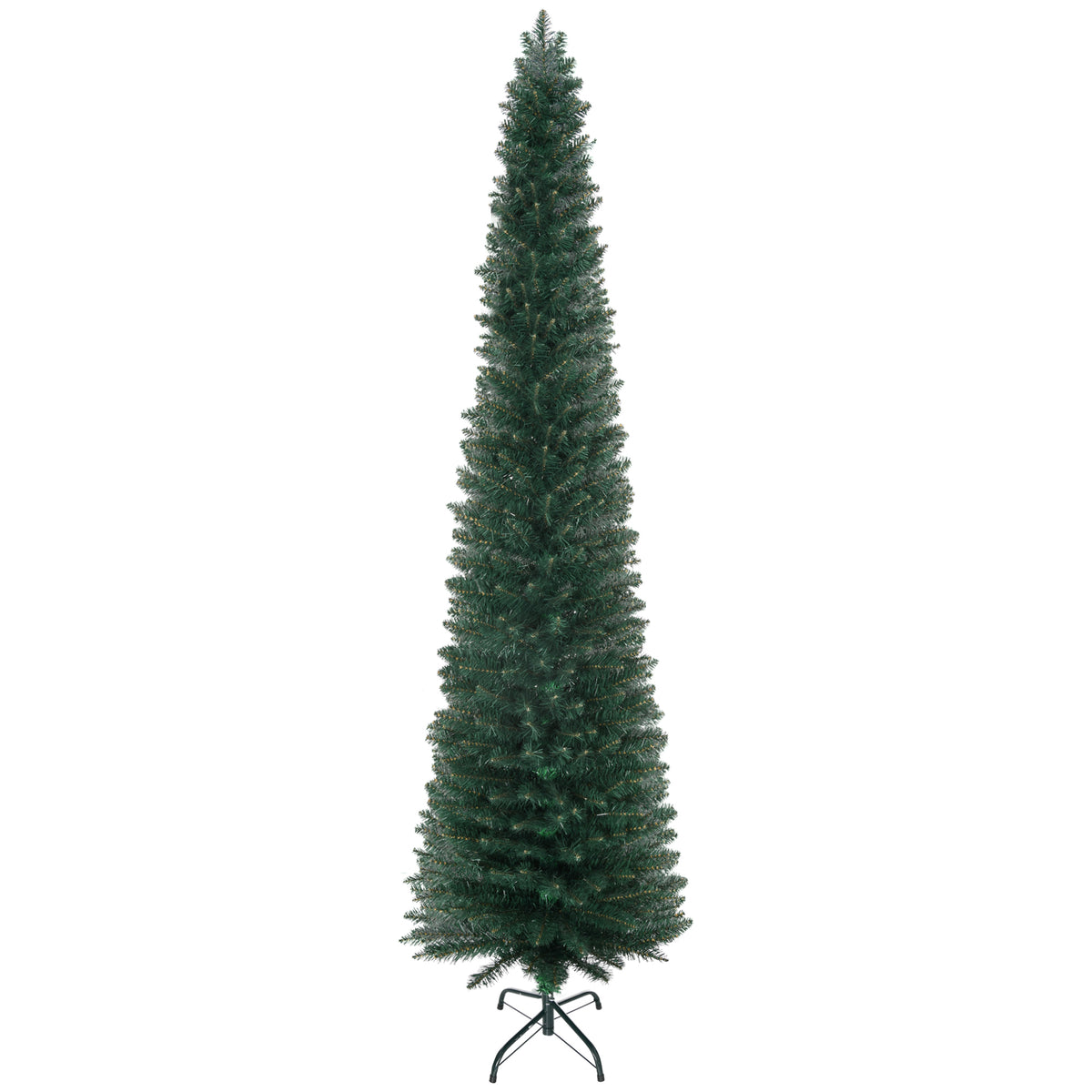 Árvore de Natal Artificial Altura 210 cm com 510 Ramos de Folhas de PVC Ignífugos Base Dobrável e Suporte Metálico Decoração de Natal para Interiores Ø56x210 cm Verde — foto 1