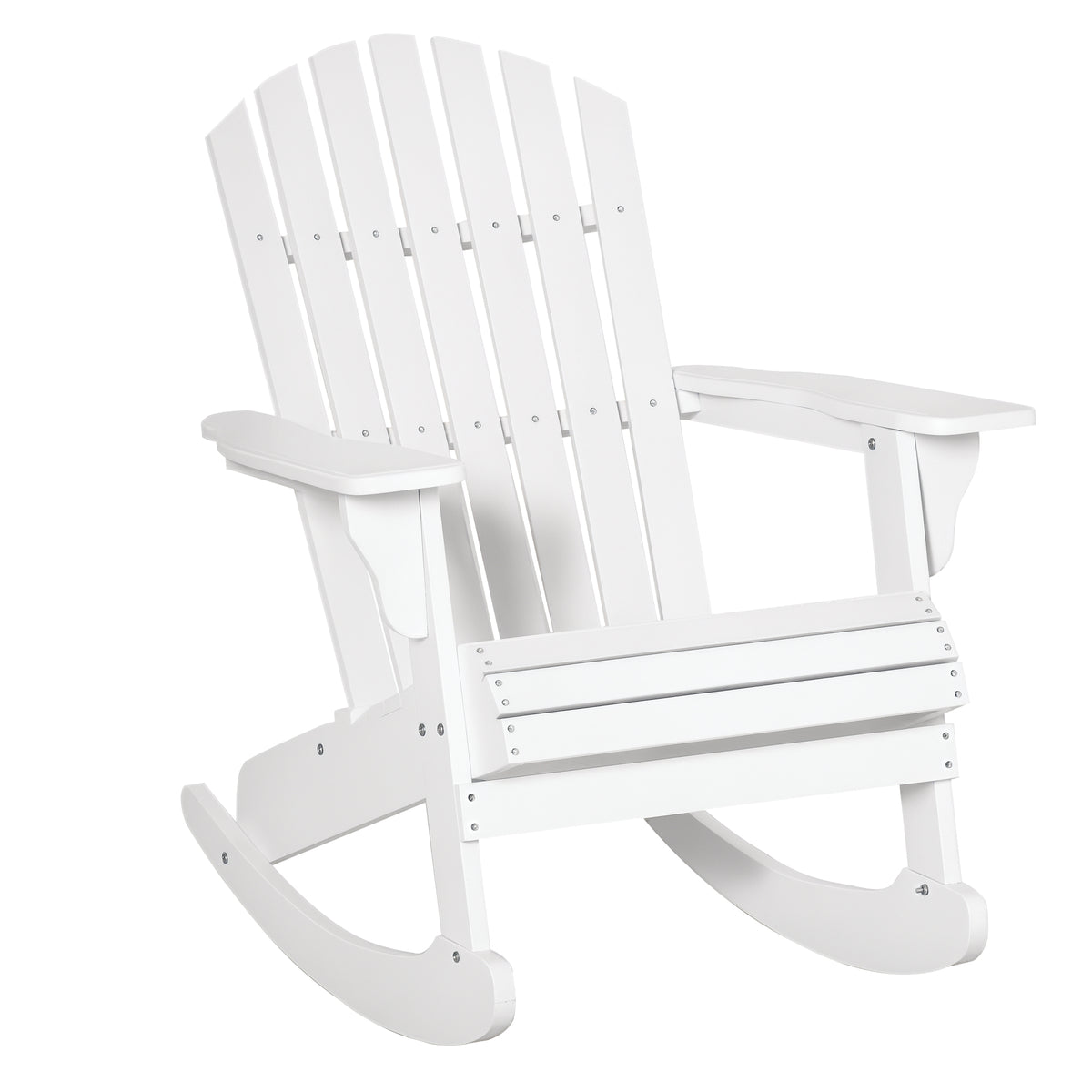 Cadeira Baloiço Cadeira Adirondack de Madeira Natural 77x94x97 cm para Jardim Varanda Exterior de Estilo Rústico Carga 130 kg Branco — foto 1