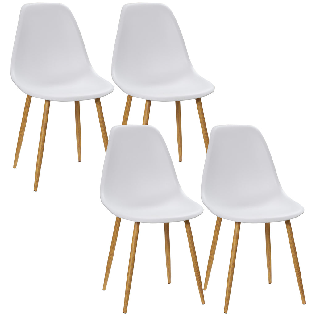 Conjunto de 4 Cadeiras de Sala de Estar Cadeiras de Cozinha com Encosto Alto e Pés de Metal para Sala de Jantar 45x52x85,5 cm Branco e Madeira — foto 1