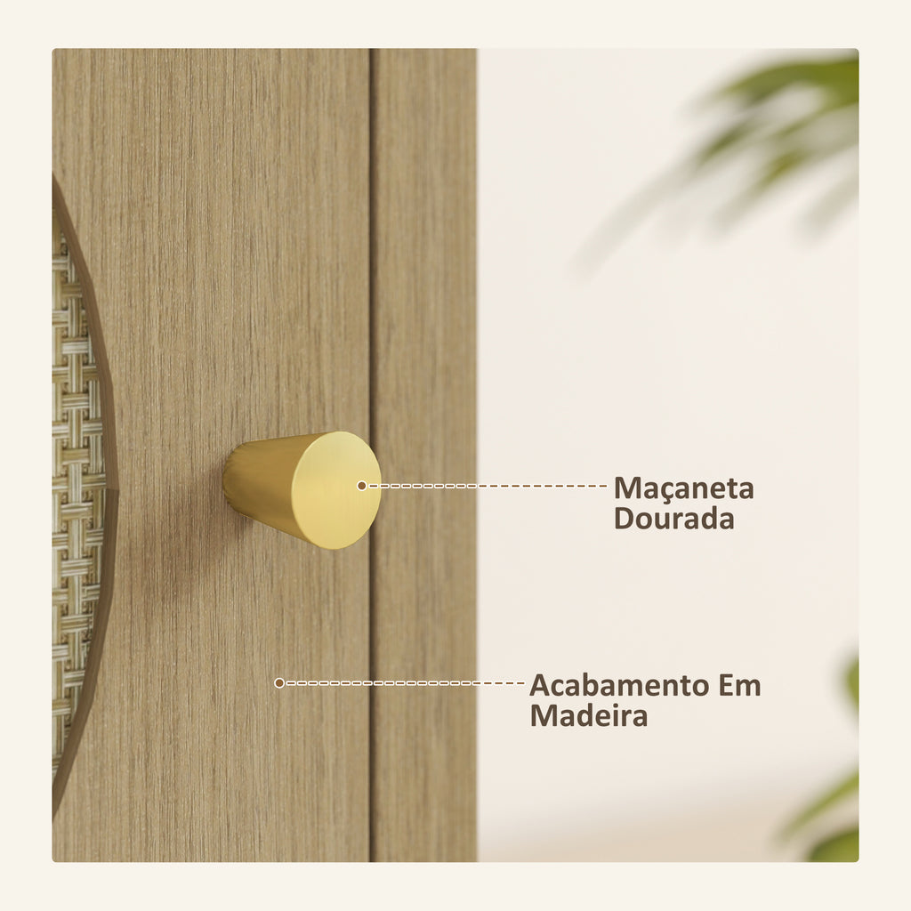 Mesa de Cabeceira com Porta de Vime Mesa de Cabeceira com Prateleira Aberta e Compartimento Móvel Auxiliar para Quarto Sala 40x35x55 cm Madeira — foto 6