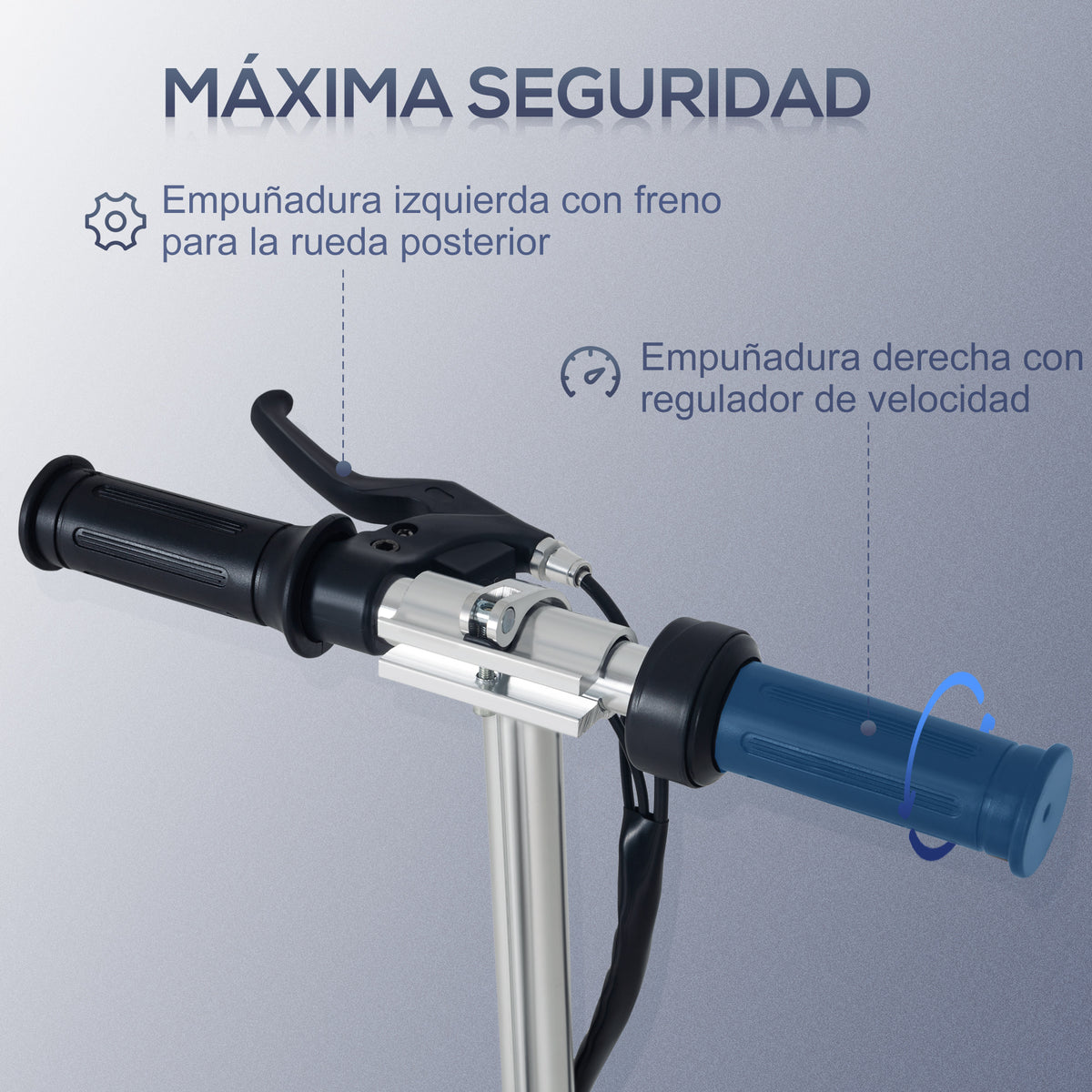 Trotinete Elétrico Dobrável Suporta até 50kg com Altura Ajustável Scooter Elétrica com Interruptor de Inicio e Freios 75x36x82-93cm Preto — foto 4
