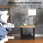 Mesa Auxiliar com Rodas Mesa Auxiliar com Prateleira Aberta para Sofá Dormitório 40x40x40 cm Branco e Madeira Preto e Madeira — foto 5