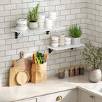 Conjunto de 2 Mesas Dobráveis de Parede Secretárias Flutuantes para Espaços Pequenos Mesas Rebatíveis para Cozinha Sala de Jantar Escritório Quarto e Sala Branco Brilhante — foto 2