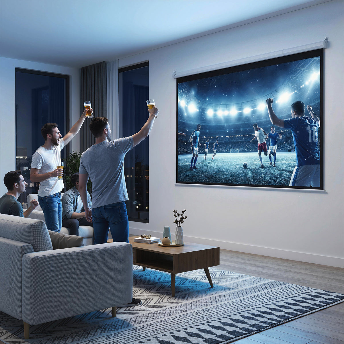 Ecrã de Projeção Elétrico 100 Polegadas Portátil Formato 4:3 com Controlo Remoto para Interior e Exterior 203x152 cm Branco — foto 2