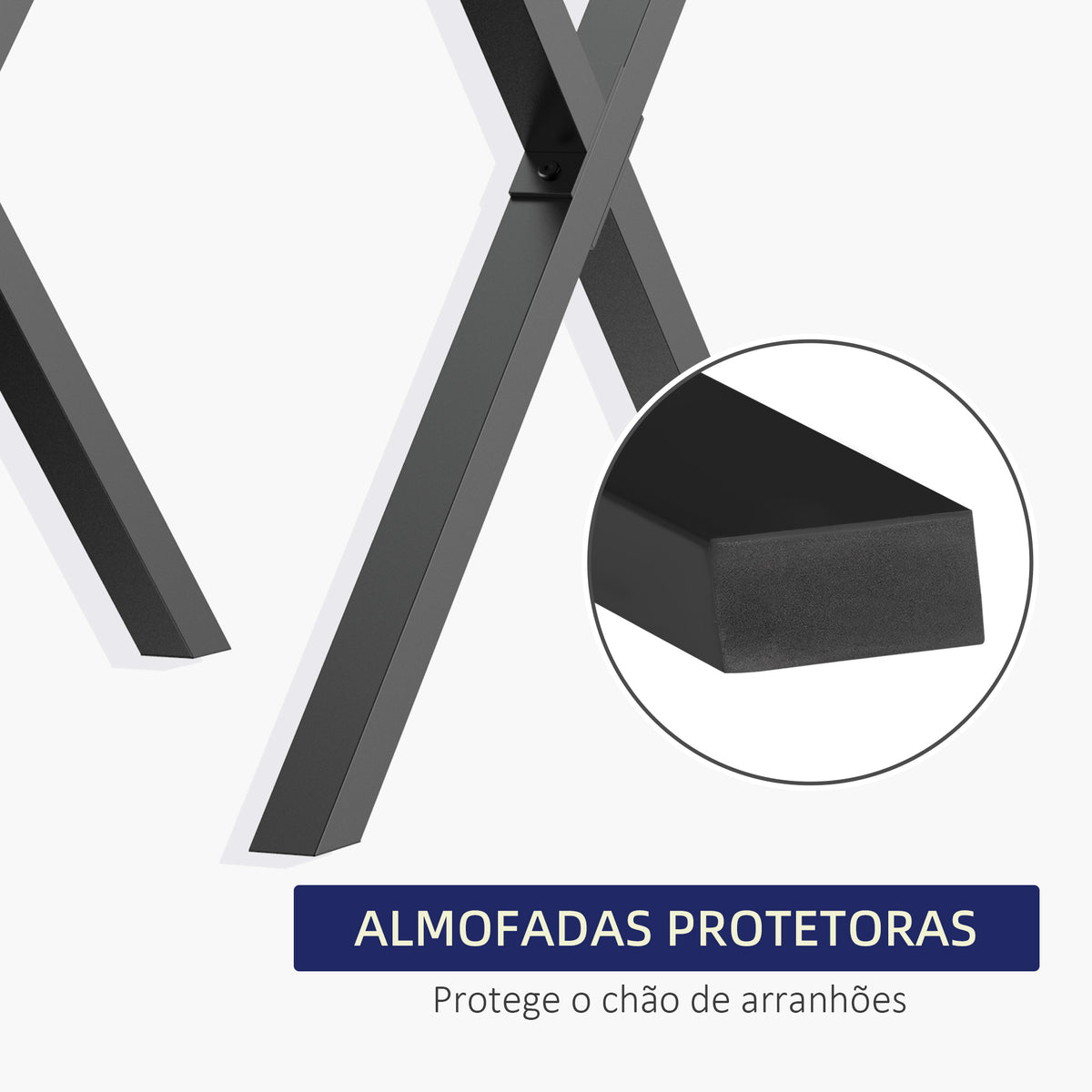 Conjunto de 2 Pés para Mesa Estilo Industrial 80x72cm em Forma de X Pés para Móveis de Aço com Protetores e Parafusos de Montagem Incluídos Preto — foto 5