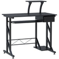 Mesa de Computador com 1 Gaveta Bandeja para Teclado e Suporte para CPU para Escritório Estúdio 90x50x95 cm Preto — foto 1