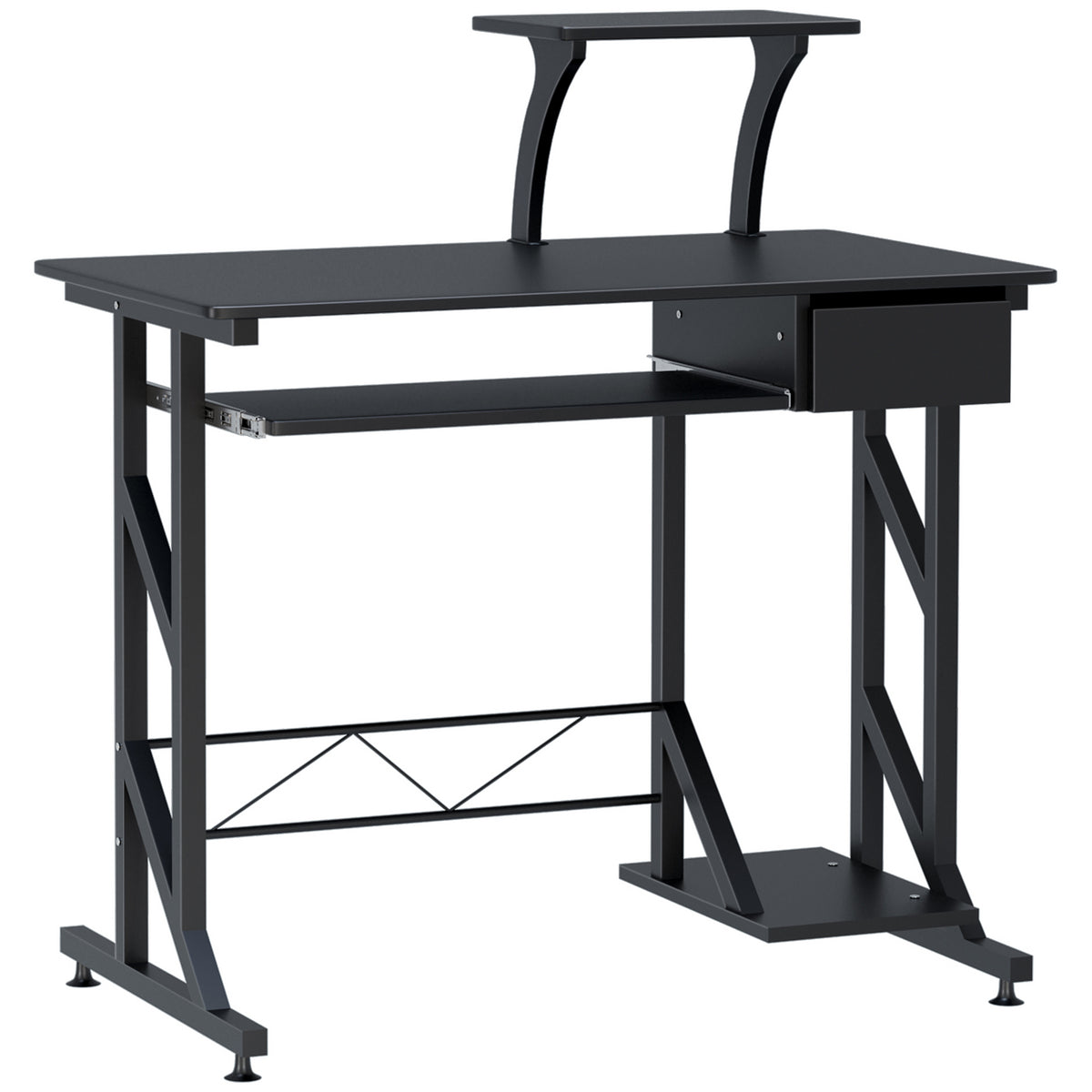 Mesa de Computador com 1 Gaveta Bandeja para Teclado e Suporte para CPU para Escritório Estúdio 90x50x95 cm Preto — foto 1