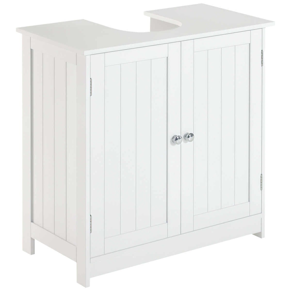 Móvel para Lavatório Pousar Armário Casa de Banho de Armazenamento com 2 Portas e Prateleira Interior Ajustável Moderno 60x30x60 cm Branco — foto 1