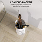 Suporte para Guarda Chuva em Aço com 4 Ganchos Bandeja de Gotejamento Amovível Suporte de Guarda Chuvas Branco para Entrada ou Escritório 17x17x41 cm — foto 5