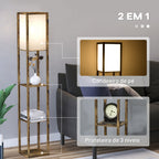 Candeeiro de Pé de Madeira com 3 Prateleiras De Armazenamento para Lâmpada E27 Potência Máx. 40W Candeeiro Moderno para Sala de Estar Dormitório 26x26x160 cm Marrom Rústico — foto 4