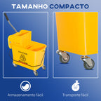 Balde de Limpeza 20L com Rodas e Espremedor Balde para Esfregona com Separador de Água 60x27x70,5 cm Amarelo — foto 4