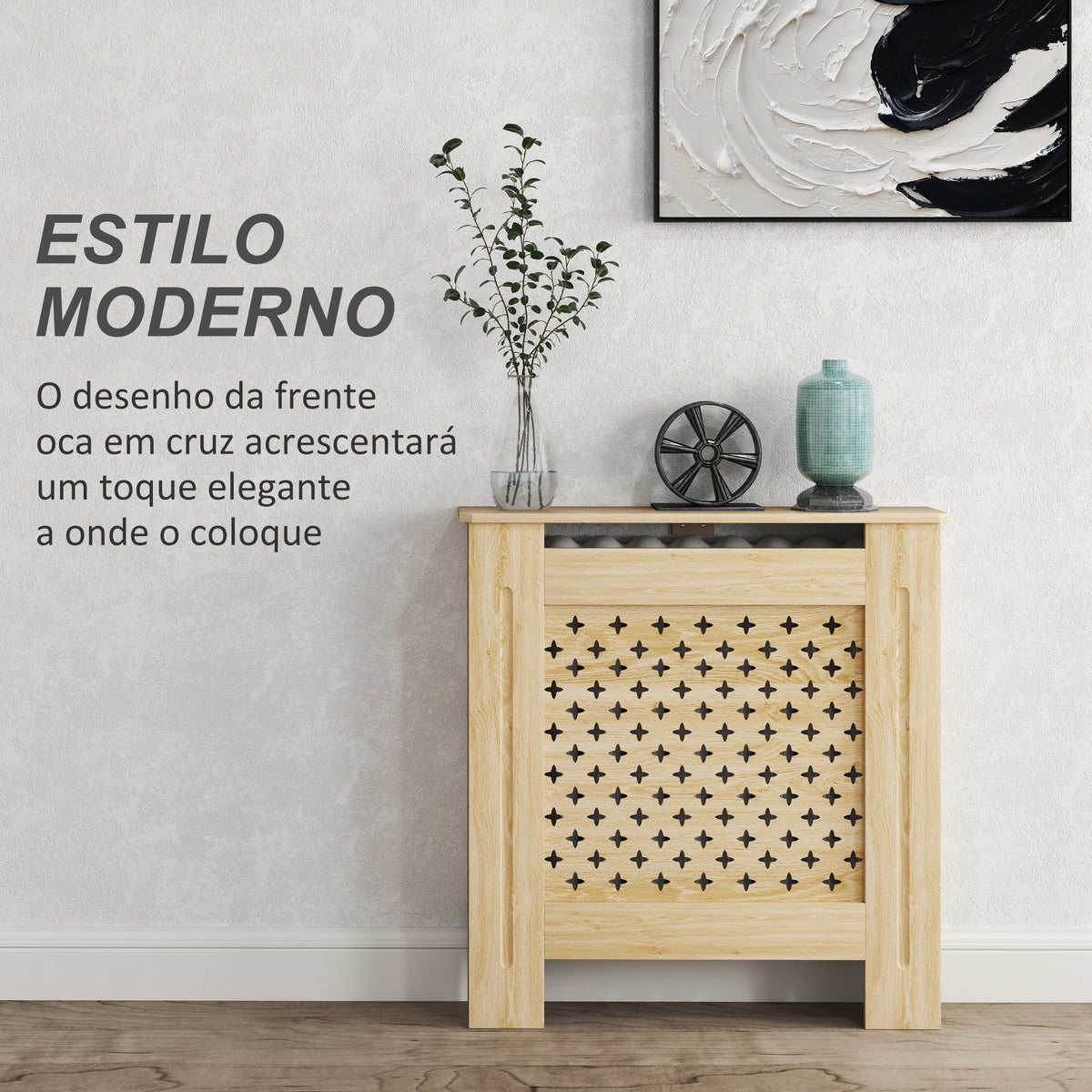 Cobertura de Radiador de MDF Proteção para Radiador para Sala de Estar Dormitório Corredor 78x19x82 cm Carvalho — foto 4