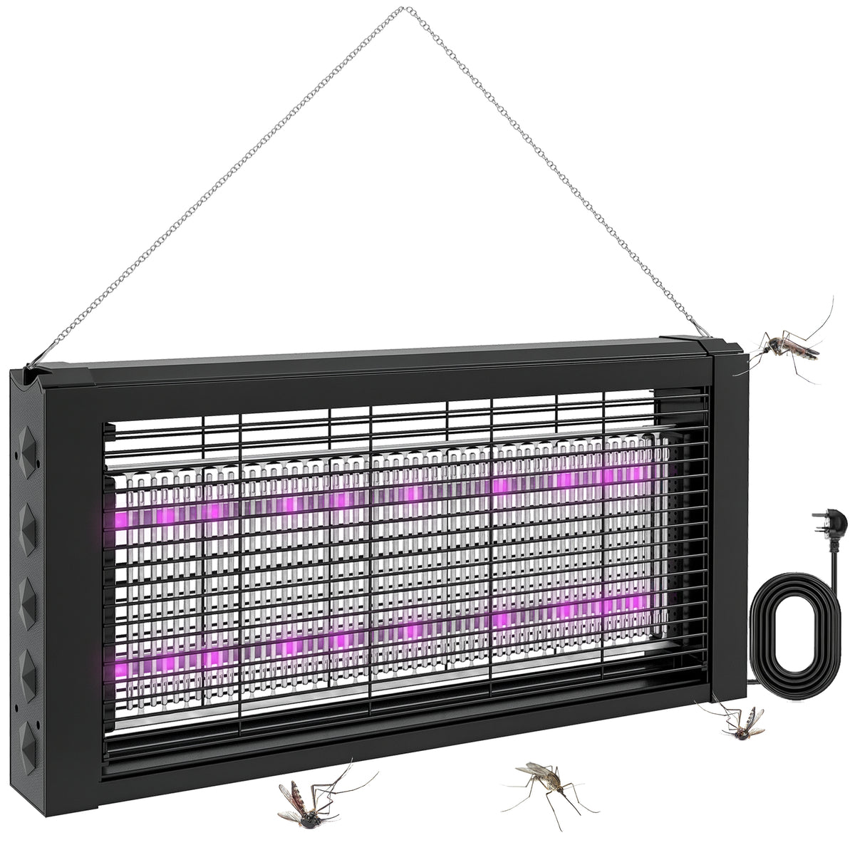 Lâmpada Anti-Mosquitos com Luz LED Mata Mosquitos Elétrico 8W Efetivo para 60 m² com Corrente para Interior Jardim Terraço Pátio 49x6x25 cm Preto — foto 1