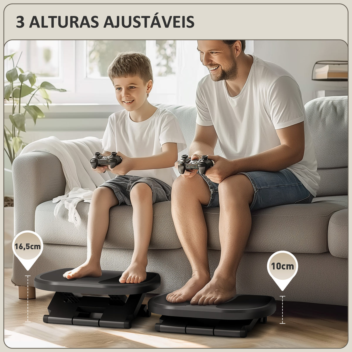 Apoio para os Pés com Superfície Texturizada Apoio para os Pés com Inclinação de 0-30° Massagem e Altura Ajustável em 3 Níveis para Escritório 45x34x10-16,5 cm Cinza — foto 4