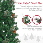 Árvore de Natal Artificial 195 cm Árvore de Natal com 556 Ramos Árvore de Natal Estreita Slim com 25 Pinhas Base Dobrável Ø54x195 cm Verde — foto 7