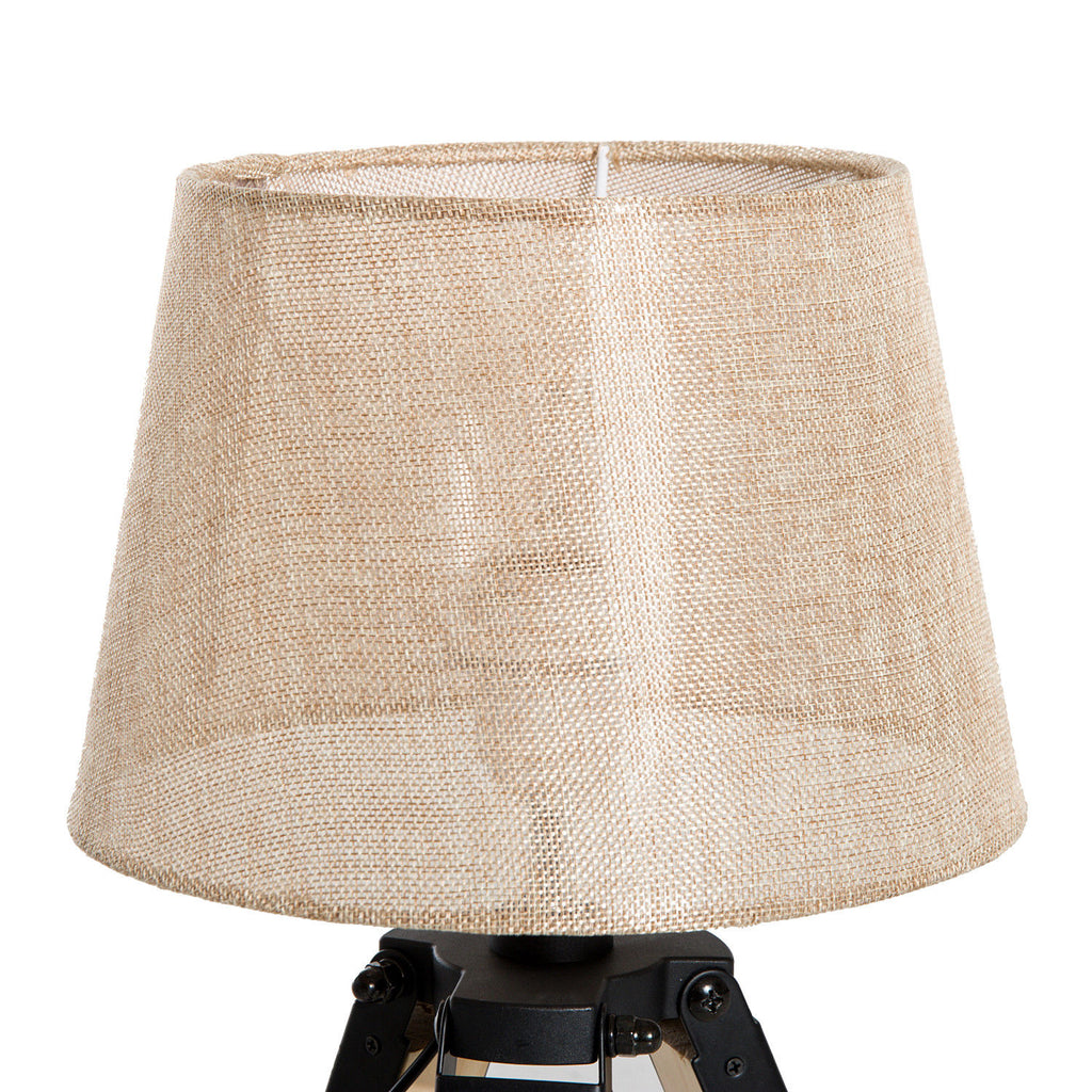 Candeeiro de Mesa Moderno e Original com Base de Tripé e Tela de Tecido de Linho para Dormitório ou Sala de Estar Lâmpada E27 Máx. 40W 24x24x45cm Creme e madeira — foto 7