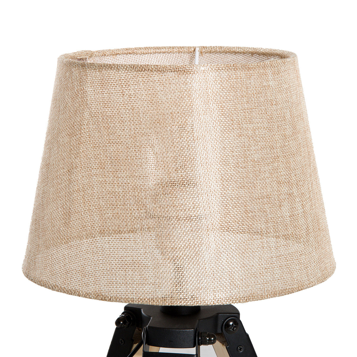Candeeiro de Mesa Moderno e Original com Base de Tripé e Tela de Tecido de Linho para Dormitório ou Sala de Estar Lâmpada E27 Máx. 40W 24x24x45cm Creme e madeira — foto 7