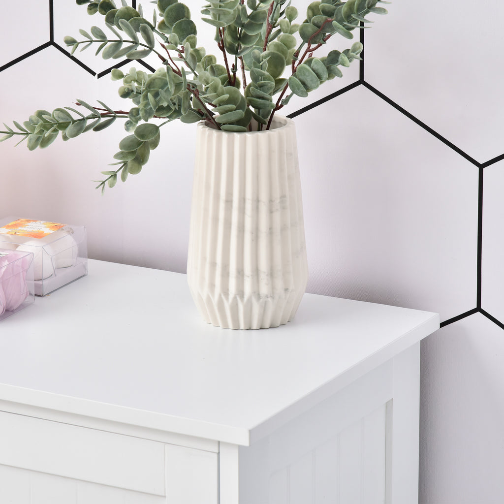 Armário Casa de Banho de Madeira Móvel Auxiliar Organizador Moderno de Madeira com 1 Armário e Gavetas 56x30x83 cm Branco — foto 7
