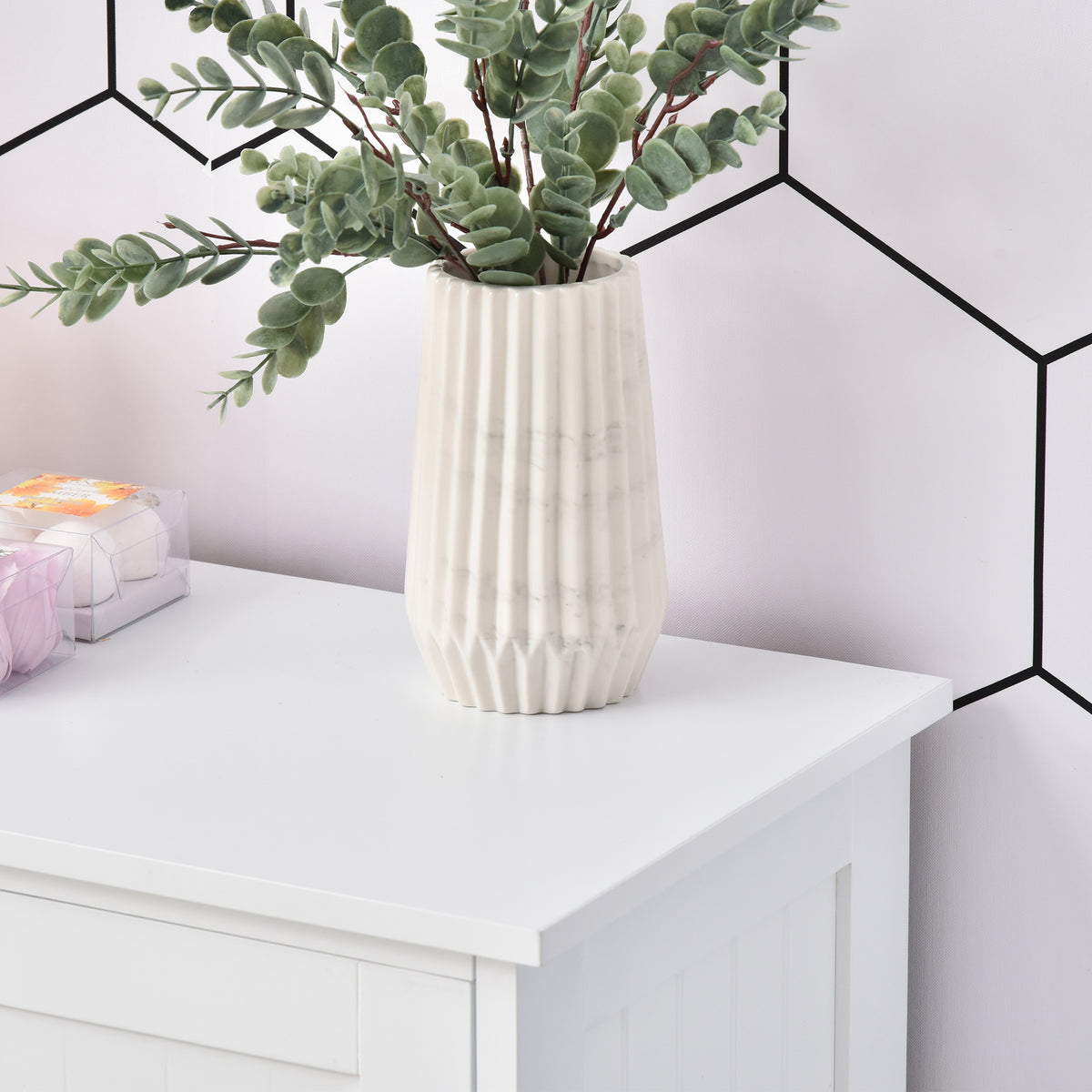 Armário Casa de Banho de Madeira Móvel Auxiliar Organizador Moderno de Madeira com 1 Armário e Gavetas 56x30x83 cm Branco — foto 7