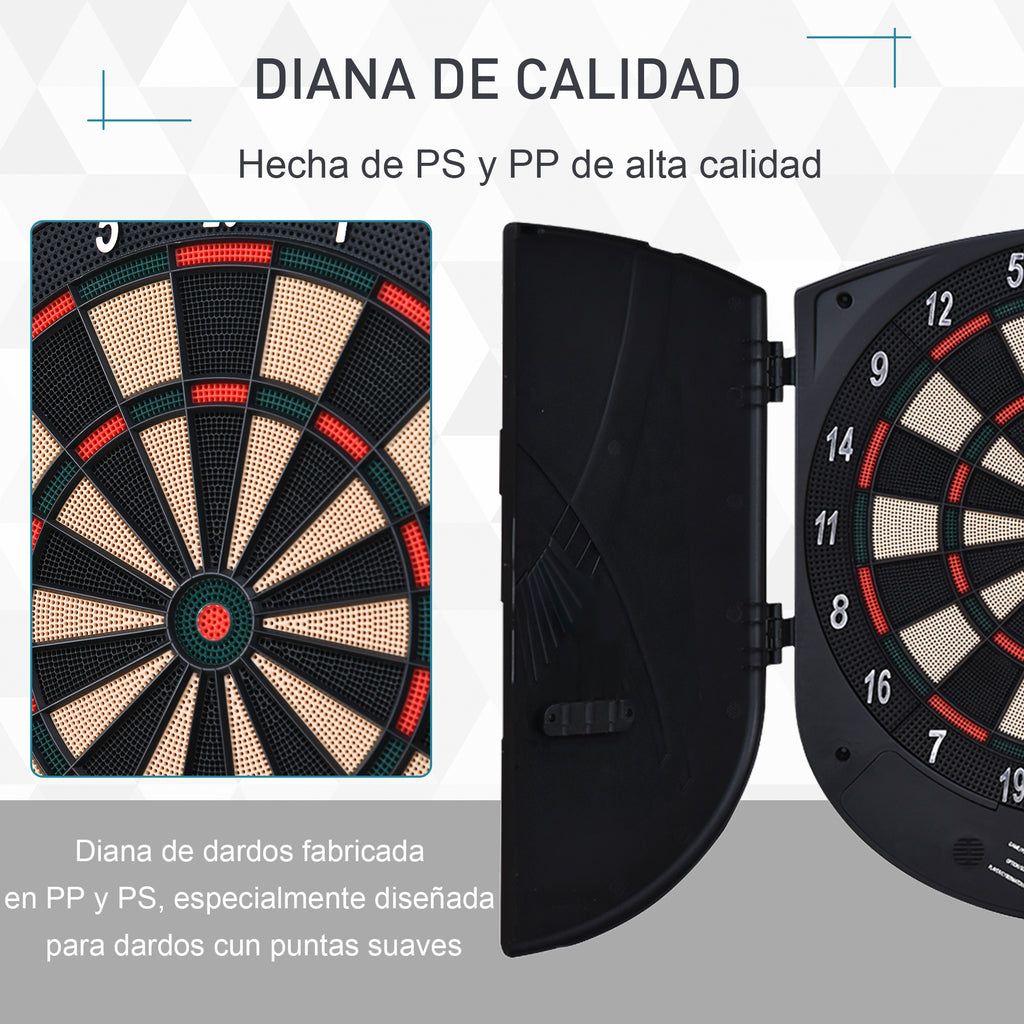 Alvo Eletrónico Digital com 6 Dardos até 8 Jogadores Marcador Portas Laterais Tela LCD 46.5x4.4x50.5 cm Preto — foto 4