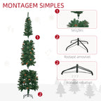 Árvore de Natal Artificial 225 cm Árvore de Natal com 706 Ramos Árvore de Natal Estreita Slim com 56 Pinhas Base Dobrável Ø58x225 cm Verde — foto 8